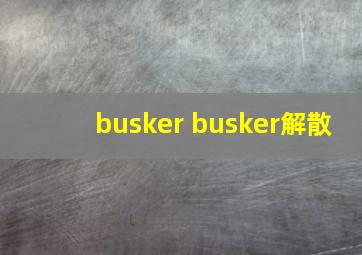 busker busker解散